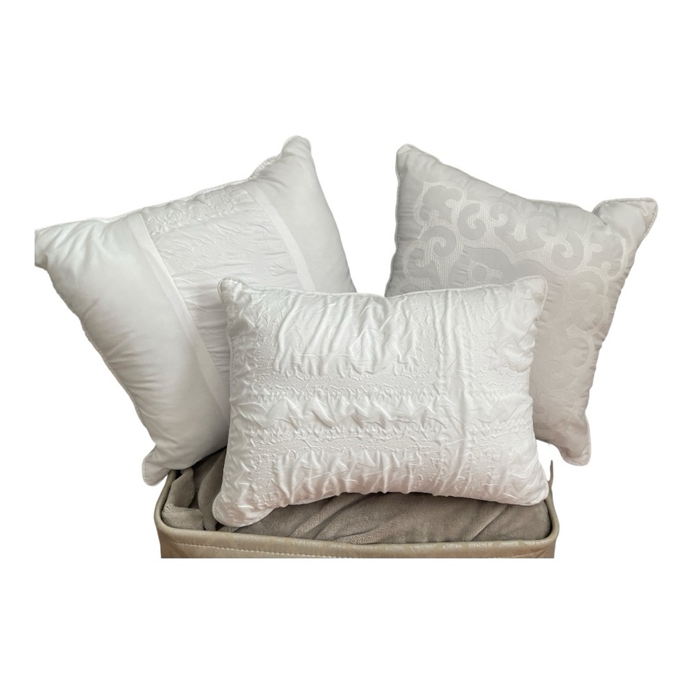 Kensie Elegant White Pillow Set Of 3 Decorative Pillows